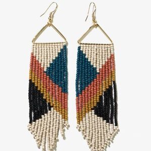 Ink + Alloy Emilie Angles Beaded Fringe Earrings in Rust. Never worn!